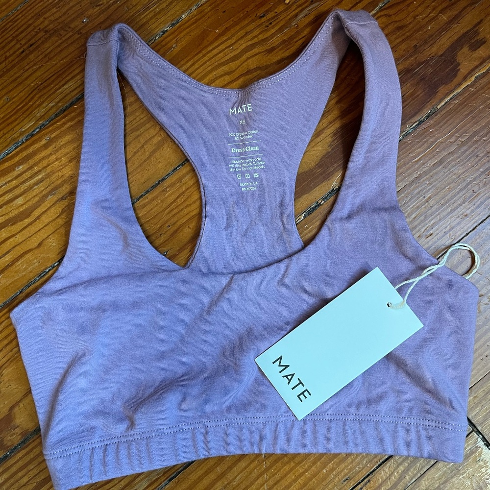 NWT Mate the Label organic lavender sports bra